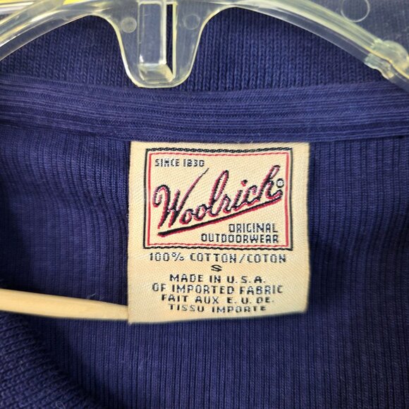 Woolrich Womens Small Ribbed Navy Button Down Polo USA Retro 1990s Deadstock - Picture 3 of 7